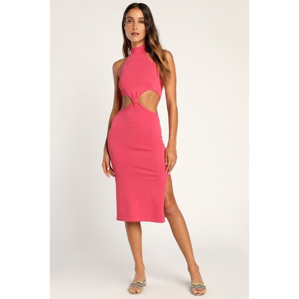 NWT Lulu's Pink Cutout Midi Dress MED